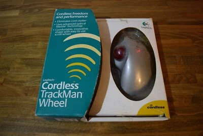 Vintage Logitech Mouse Cordless TrackMan Wheel Windows Vista 904346-0403 USED - Image 1 of 4