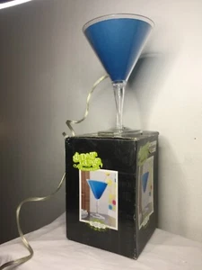 Blue Martini Glass Table Lamp Retro Lounge Bar Light Man Cave Cocktail light - Picture 1 of 5