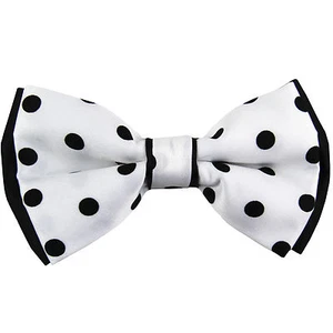 New men's pre-tied polka dot two tone bowtie black white formal wedding prom - Picture 1 of 3