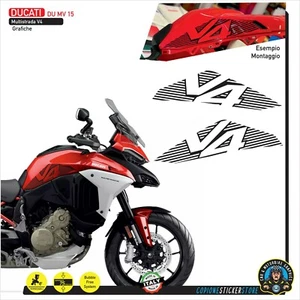 2 ADESIVI DUCATI MULTISTRADA V4 E V4S FIANCO SERBATOIO NERO  DU MV 15 - Imagen 1 de 2