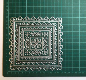 Large 9pcs Lacy Ringed Edge Nesting Squares Die Set - 14.9 X 14.9cm - Picture 1 of 3