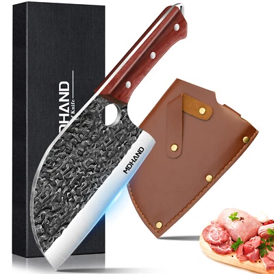 Butcher Knife Kitchen Meat Cleaver Serbian Chef Knife Hand Forged Kitchen Knives - Image 1 of 4