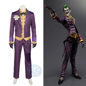 Batman Arkham Asylum Halloween Joker Suit Men's Uniform Purple Costume Outfits - Picture 1 of 15
