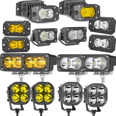 2Pcs 3inch LED Cube Pods Work Lights Fog Driving Lamp Offroad ATV 4WD Truck SUV - Image 1 of 4