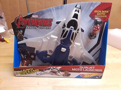2014 Hot Wheels Marvel Avengers Age of Ultron Quinjet Moto Launcher Iron Man New - Image 1 of 2