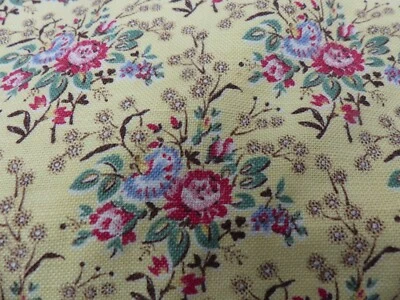 Coupon de Tissu ancien Vintage anciennes French Fabric Fleurettes bon état 57X92 - Photo 1/3