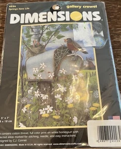 Spring's New Life Dimensions Crewel Kit 5" x 7" vorgedruckt, Vögel, Briefkasten, Neu in Verpackung - Bild 1 von 2