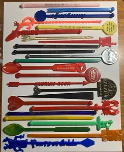 SWEET lot of ( 25 ) Cocktail Stirrers Swizzle Sticks Drink Bar VERY OLD Lot #119 - Picture 1 of 1