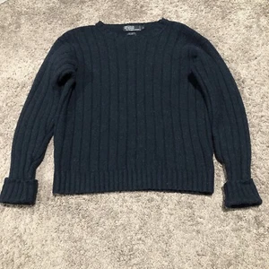 Vintage Polo Ralph Lauren Lambswool Silk Blend Chunky Sweater Women Size L - Picture 1 of 8