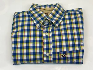 Hollister Men's Blue Yellow Plaid Long Sleeve Button-Down Shirt Sz M - Picture 1 of 8