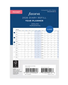 Filofax Pocket Horizontal Year Planner Refill - Pocket 2026 English - Picture 1 of 4