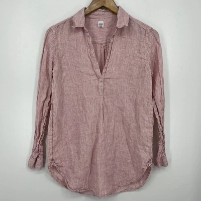 Gap льняной блузка женский размер S красный в полоску пуловер v-образным вырезом легкий - Изображение 1 из 4