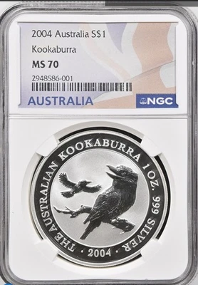 2004 Australia Kookaburra NGC MS70 Flag Label - Image 1 of 2