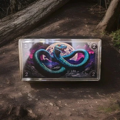  2025 LUNAR SNAKE 10 gram Silve 999 Coloured Silver 2$ bill In capsule. - Image 1 of 2
