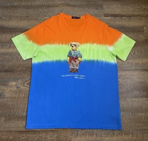 Polo Ralph Lauren Exploration Polo Bear Tie Dye Shirt Multicolor Men’s Size 2XLT - Picture 1 of 6