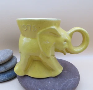 Vintage Frankoma Political Republican 4" Mug Planter 1975 Yellow Elephant GOP - Picture 1 of 10