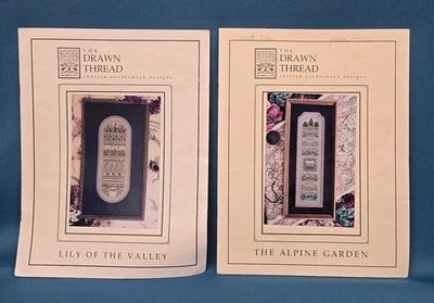 Drawn Thread Counted Cross Stitch 2 Patterns Lily of the Valley & Alpine Garden - Image 1 of 3