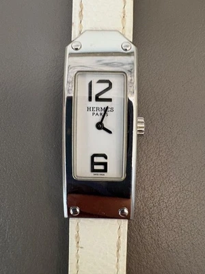 HERMES Kelly 2 KT1.210 Quartz Wristwatch Silver w/White Leather Strap White Dial - Image 1 of 4