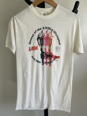 Vintage Los Angeles 1984 Olympics T Shirt Torch Large White - Image 1 of 4