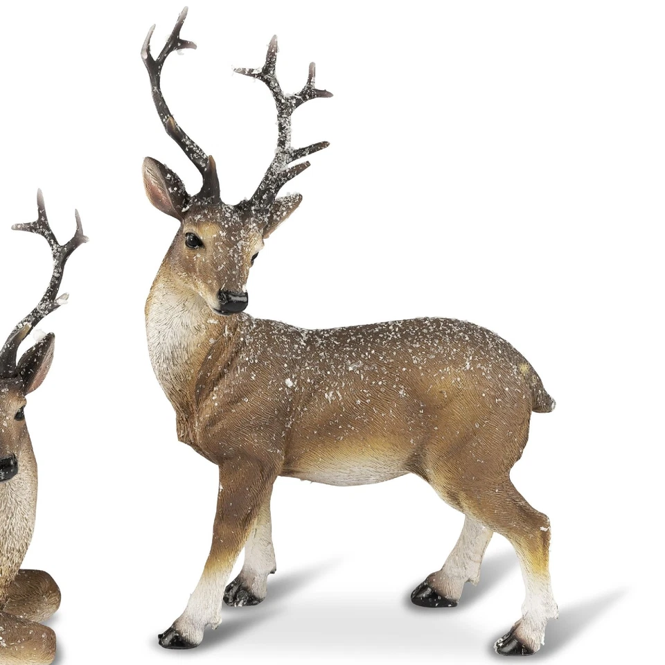 Dekofigur Hirsch WINTERZEIT stehend H. 24cm natur braun geeist Formano W25 - Bild 1 von 2