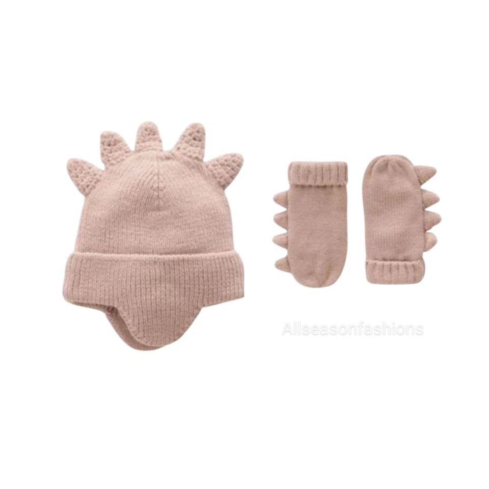 Próximo Conjunto de Chapéu e Luvas de Malha Dinossauro Infantil Meninas - Tamanho 3-4 Anos - Grátis P&P - Imagem 1 de 1
