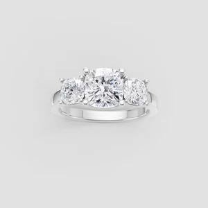 2.00ct Lab-Grown Diamond Ring | Cushion Cut 3-Stone | DEF VVS1 | IGI Certified - Picture 1 of 56