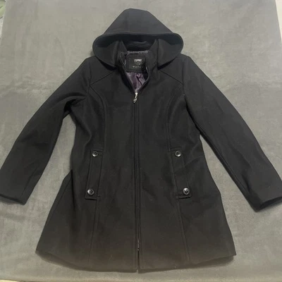 Esprit Women’s Luxury Winter Coat Mid Length Wool Blend With Hood Black XL - Image 1 of 4