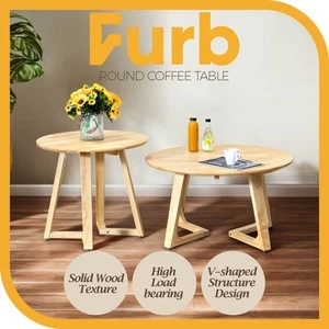 Furb Round Coffee Table Wooden End Table Side Table for Home Living Room 60/80CM - Picture 1 of 55