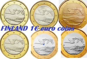 Moneda de Finlandia 1 € euro UNC elegido lista 2000 2001 2002 2005 2006 2008 2015 cisne pájaro - Imagen 1 de 6
