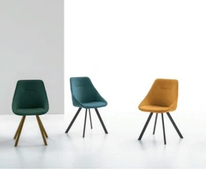 Set 06 Sedie Design Velluto BILBAO Ghiaccio Arancio Avorio Azzurro Rosa Verde - Bild 1 von 3
