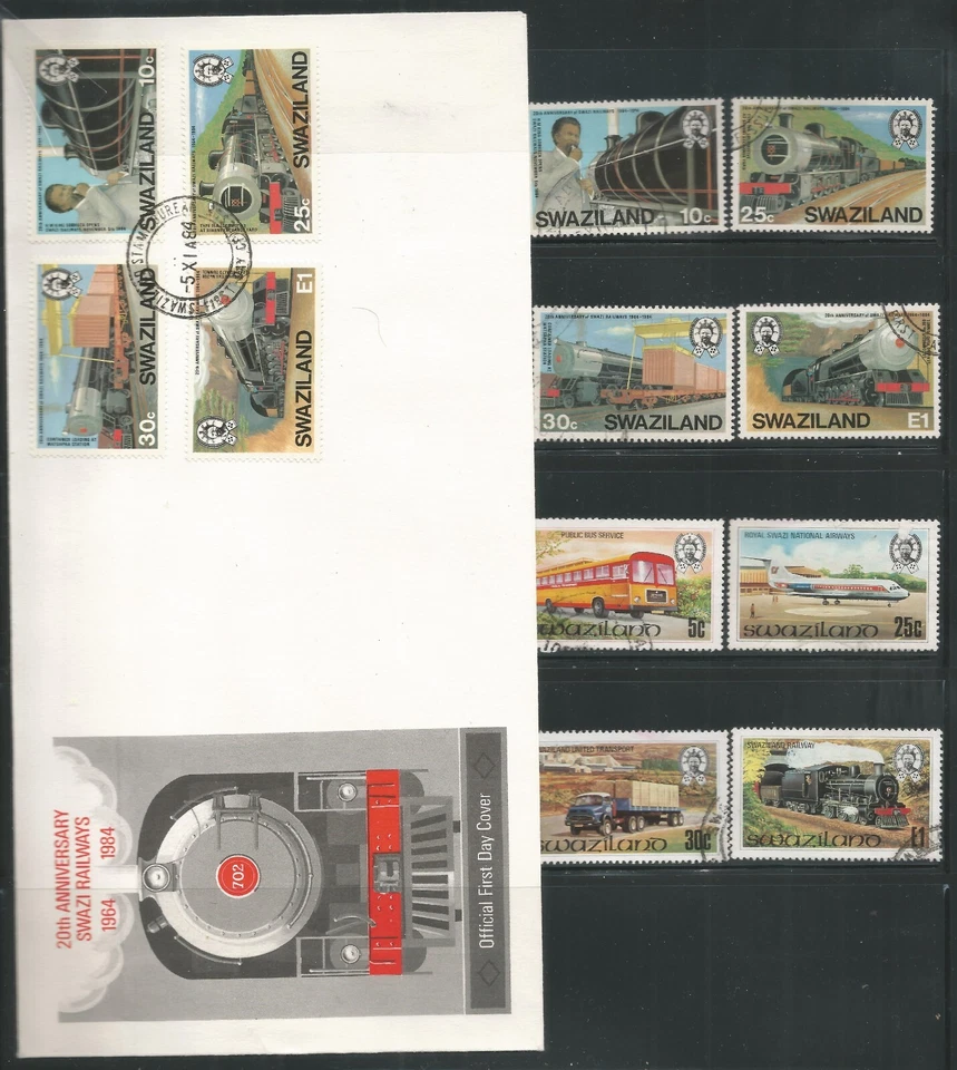 Swaziland, trains, locomotives complete used sets and FDC VG - Image 1 of 1