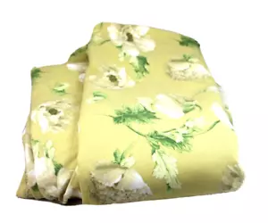 P KAUFFMAN 7+ Yds Upholstery/Drape Fabric 'Poppy Field Straw' Yellow White Green - Picture 1 of 3
