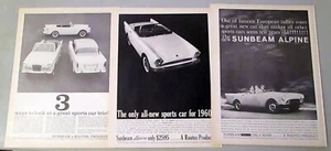 1960 Sunbeam Alpine Ad Lot / Lot of 3 Different Original Ads - Picture 1 of 1
