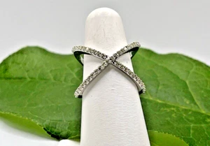 14kt White Gold X Ring  1/2cttw Sz 6.50 - Picture 1 of 13