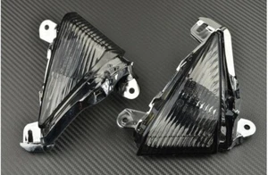 Black Smoke Front Turn Signals Pair KAWASAKI ZX6R ZX-6R ZX6-R ZX636C 2005-2006 - Picture 1 of 2