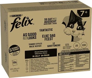 FELIX So gut aussieht Senior Katzenfutter nass in Gelee, Sorten-Mix 120x85 Gr. - Bild 1 von 8