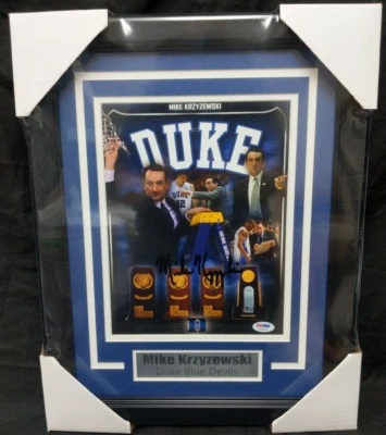  MIKE KRZYZEWSKI Signed Duke Basketball 8x10 Photo FRAMED Autograph PSA/DNA COA - Image 1 of 2