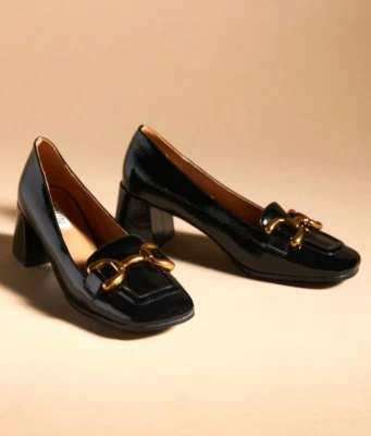 Mocasines de Tacón Bibi Lou Valencia Anthropologie Negro Patente Talla 7 US/37 EU NUEVOS Foto 1 de 4
