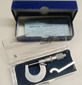 Very Nice SCHERR TUMICO 191-LRTV 0-1" Micrometer in Box w/Plastic Case - Picture 1 of 5