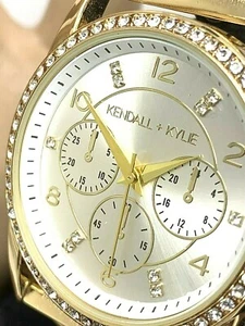 Kendall + Kylie Women's Watch Gold Tone Stainless Steel Quartz Crystal 38mm Set - Picture 1 of 11