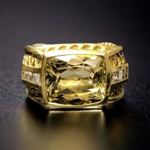 Vintage 18K Judith Ripka Lemon Quartz Diamond Cocktail Ring .60cttw G Vs Sz 6.25 - Picture 1 of 11