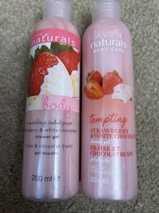 Avon Naturals 2x Strawberry & White Chocolate Shower Gel 200ml - Picture 1 of 3