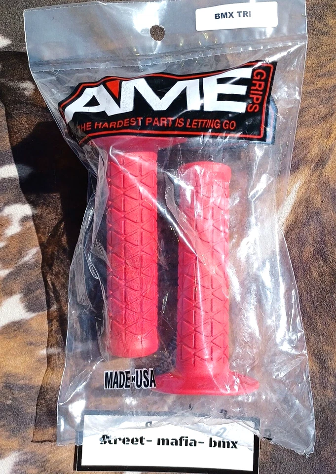AME TRI BMX bike Grips RED usa! FIT OLD SCHOOL BMX freestyle SE GT HARO HUTCH DK - Image 1 of 1
