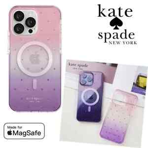 KATE SPADE Pink Purple Ombre Crystals iPhone 13 14 PRO MAX MagSafe Hard Case