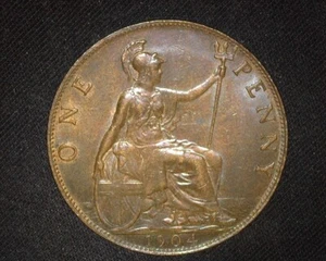 GREAT BRITAIN 1904 PENNY KM794.2 CHOICE UNCIRCULATED BROWN 63~E95 - Picture 1 of 2