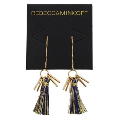 Rebecca Minkoff Gold Tassel Threader Earrings $38 Tags #RM308 - Image 1 of 3