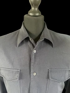 Prada Black / Grey Shirt Men's Medium 16” Neck Long Sleeve - Picture 1 of 9