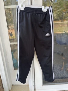 Adidas Boys Black And White Stripe Track Pants Size 6 Lounge Sweats - Picture 1 of 2