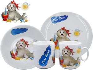 3er Set Kindergeschirr, Teller, Schüssel und Becher mit individuellen Namen - Bild 1 von 4