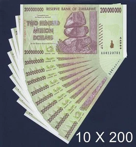 Simbabwe 10 x 200 Millionen Dollar 2008 Serie - AA Pick - 81 Stempelglanz - Bild 1 von 2